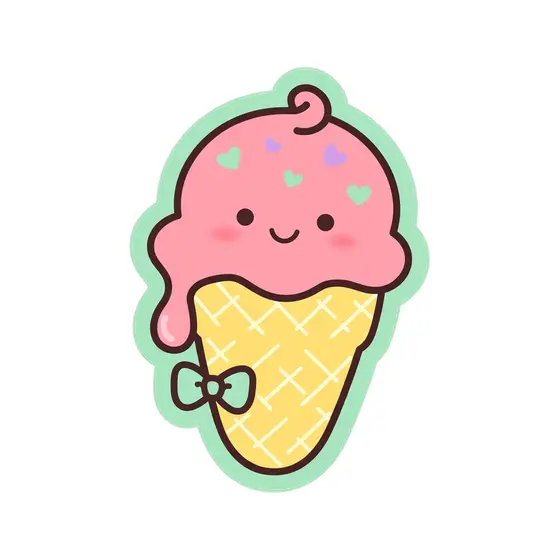Pink Ice Cream Cone With Bow
