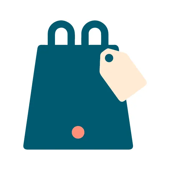 Teal Shopping Bag With Price Tag