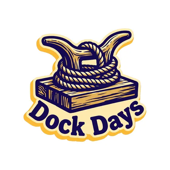 Dock Cleat With Rope, Navy Lettering