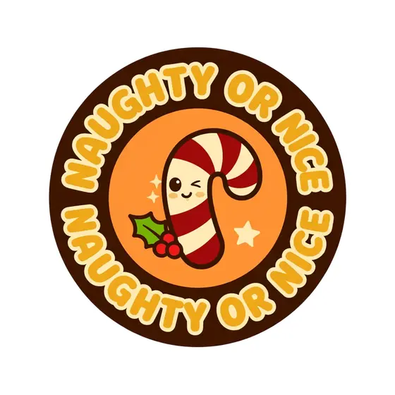 Orange Badge With Winking Candy Cane