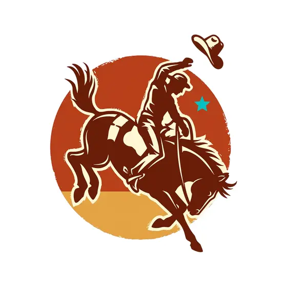 Bucking Bronco Rider With Flying Hat