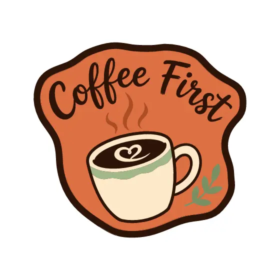 Coffee First Badge On Terracotta