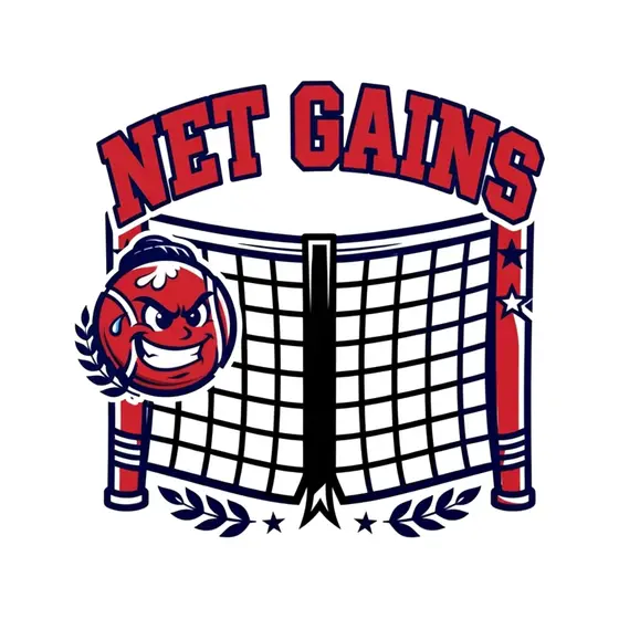 Red Tennis Net With Sweaty Mascot