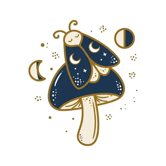 Moth Resting on Night Toadstool