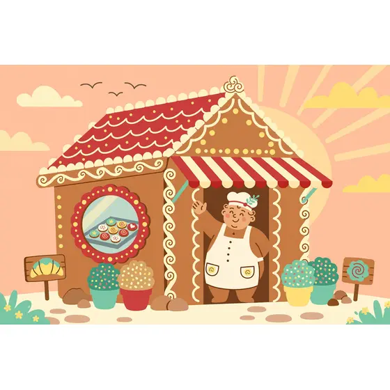 Gingerbread Bakery With Striped Awning