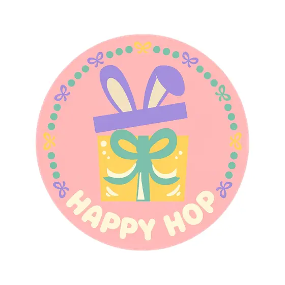 Pastel Happy Hop Gift Badge Pink