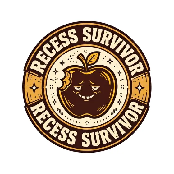 Recess Survivor Badge With Dark Apple
