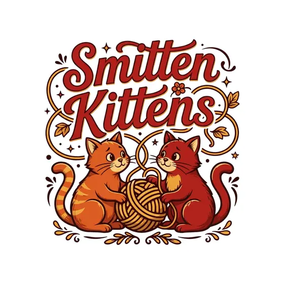 Two Cats Tangled in Yarn, Orange and Red