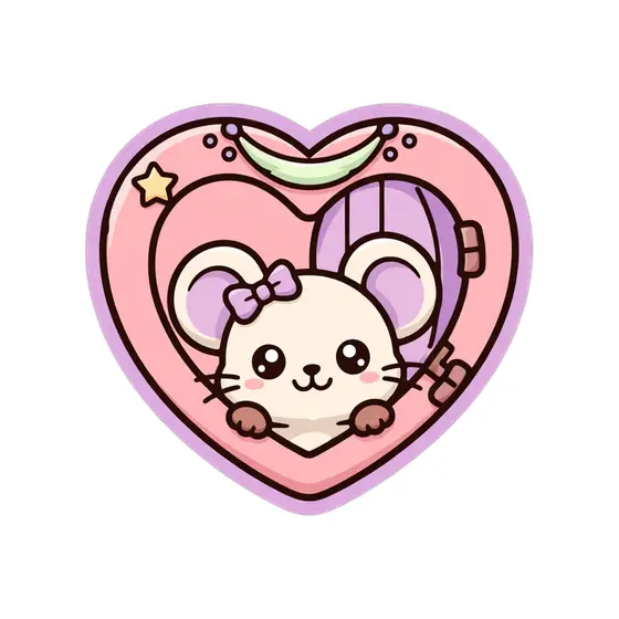 Mouse Peeking From Heart Doorway