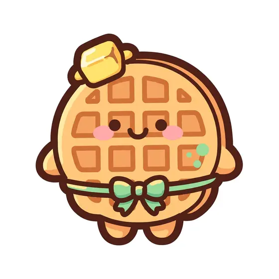 Round Waffle Character With Mint Bow