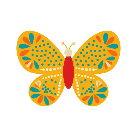 Mustard Butterfly With Teal Dots
