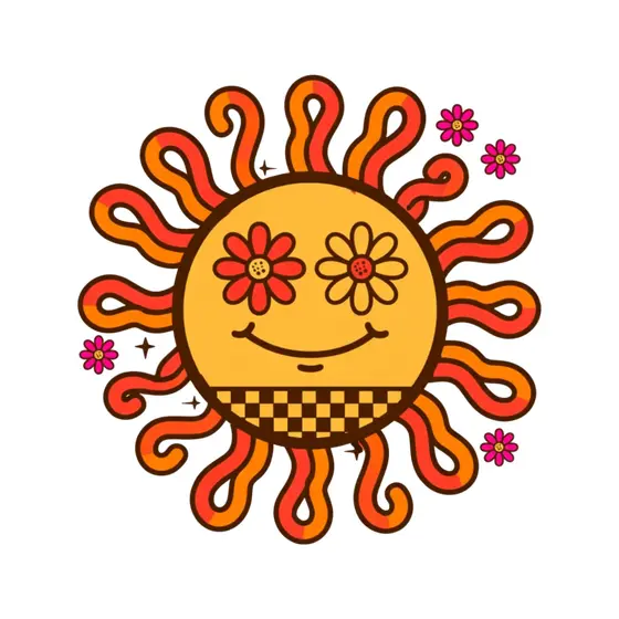 Curly Ray Sun With Wavy Rays