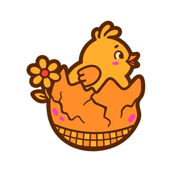 Yellow Chick Peeking From Cracked Egg