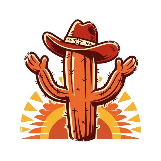 Orange Cowboy Cactus With Sunset