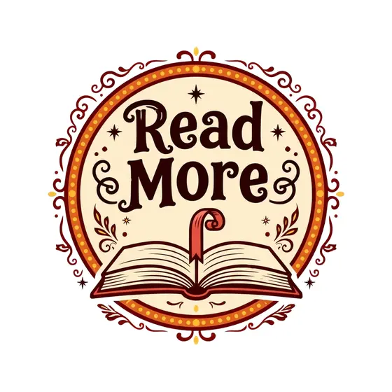 Circular Read More Badge With Red Ribbon