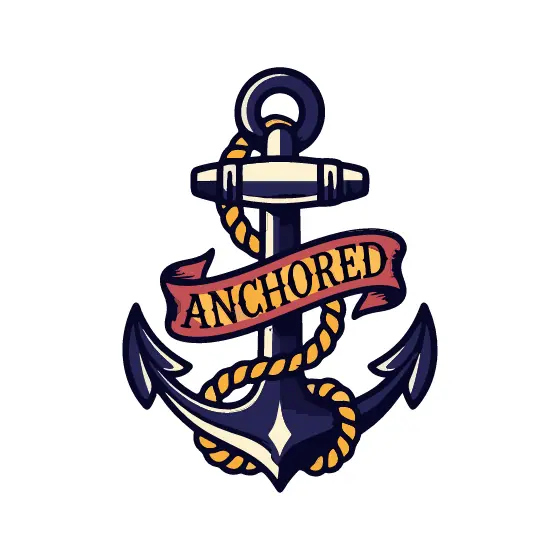 Navy Anchor With Red Banner