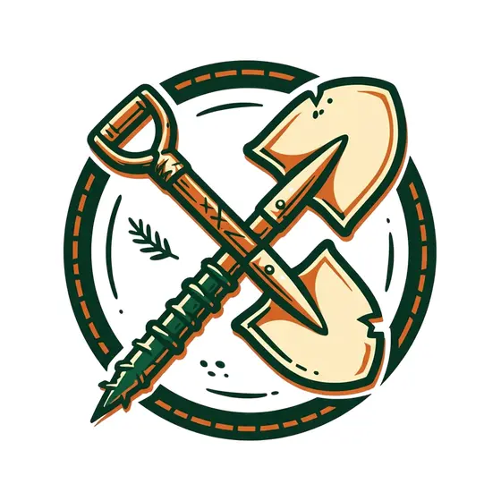 Cream Shovel Crossed with Green Stake