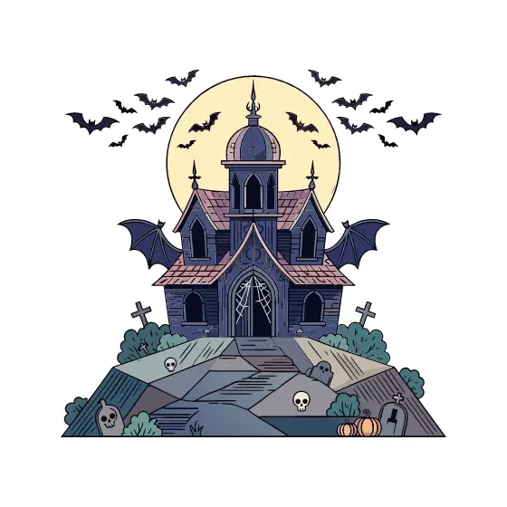 Gothic Haunted Manor With Bat Wings