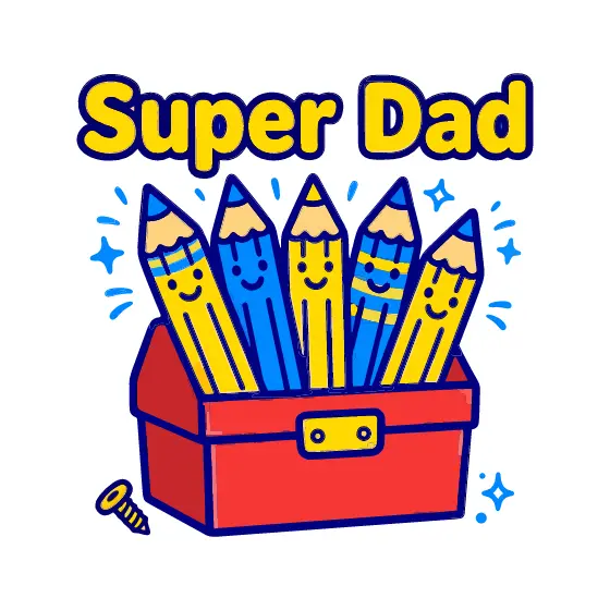 Super Dad Five Pencils Red Toolbox