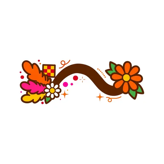 Wavy Arrow With Feathers and Daisies