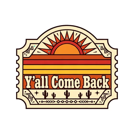 Cream Ticket Label Y'all Come Back