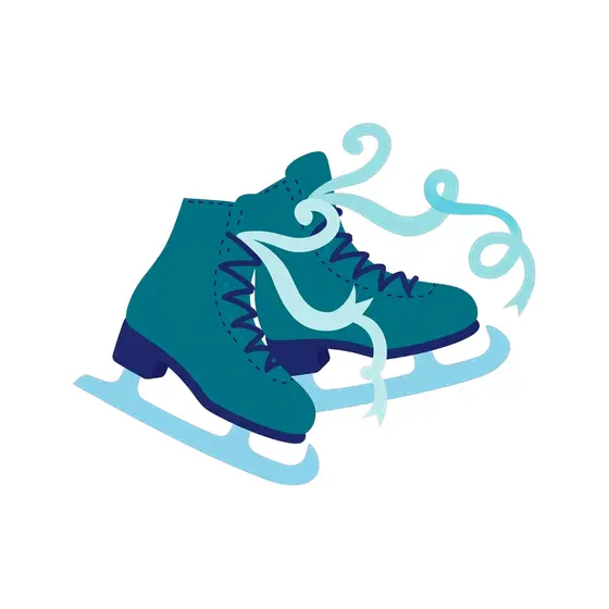 Teal Ice Skates With Aqua Ribbons