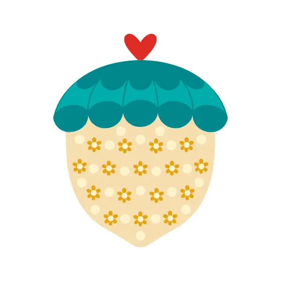 Teal Capped Cream Dotted Acorn