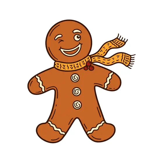 Winking Gingerbread Man With Mustard Scarf
