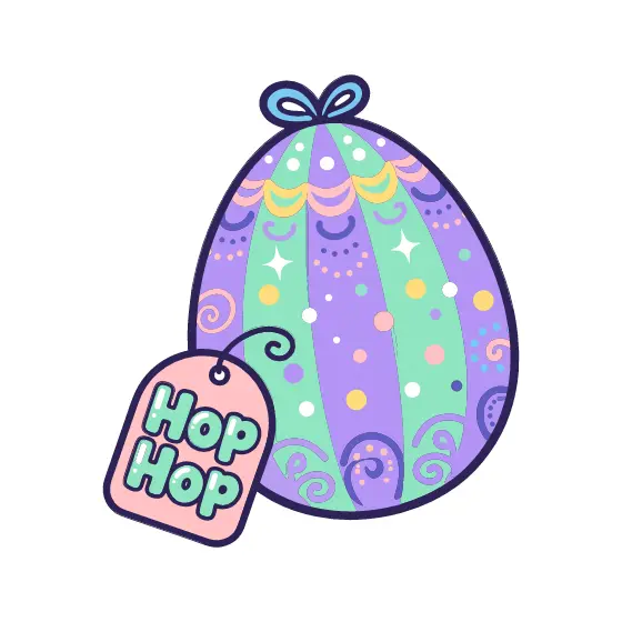 Pastel Confetti Egg With Hop Hop Tag