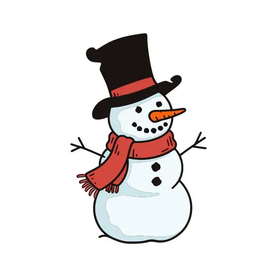 Cheerful Snowman With Top Hat