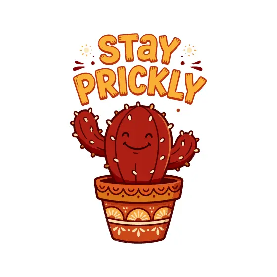 Smiling Red Cactus in Patterned Pot