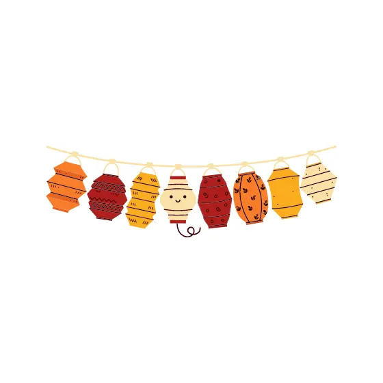 Stacked Paper Lanterns Border Row