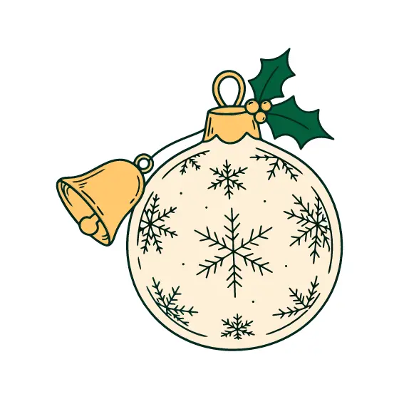 Cream Bauble With Snowflakes and Bell