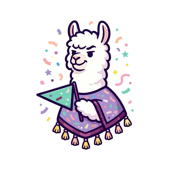 Llama with Mint Pennant and Lavender Poncho