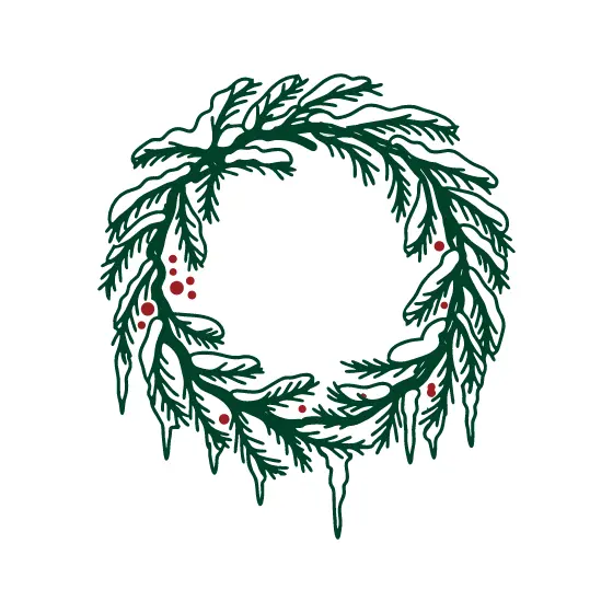 Snowy Green Wreath With Icicles