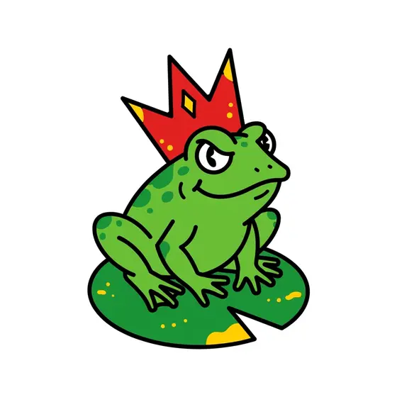Cocky Green Frog With Red Crown