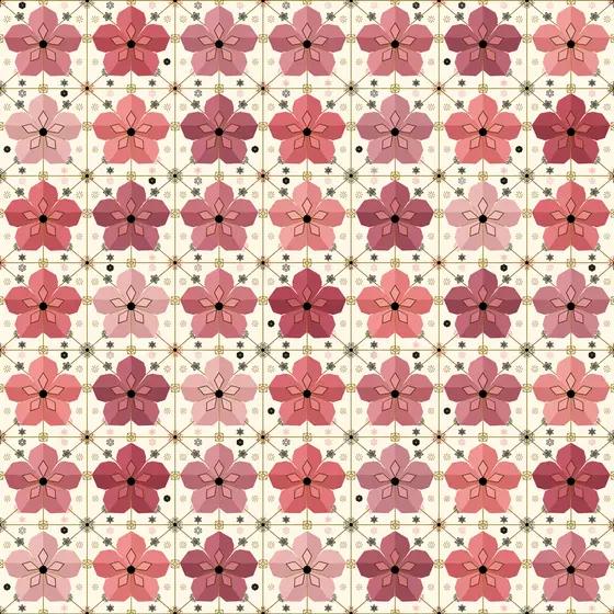 Rose Plum Blossom Geometric Grid Pattern