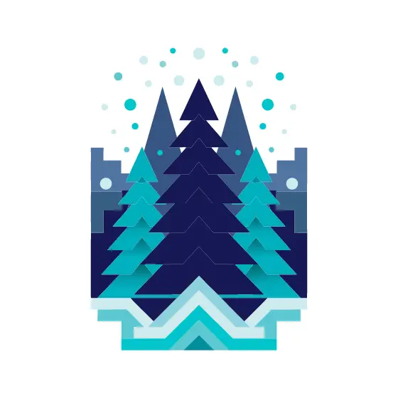 Dark Navy Pine Grove With Snow Base
