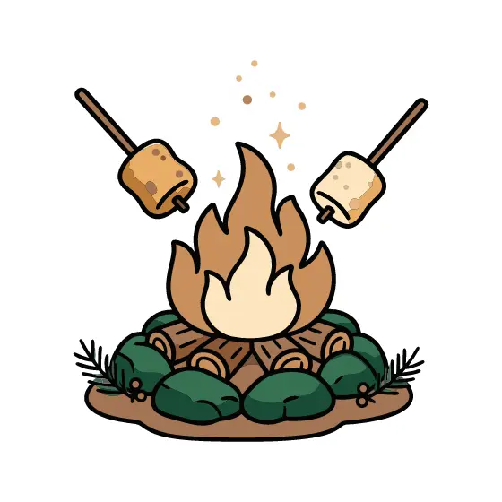 Campfire With Toasting Marshmallows