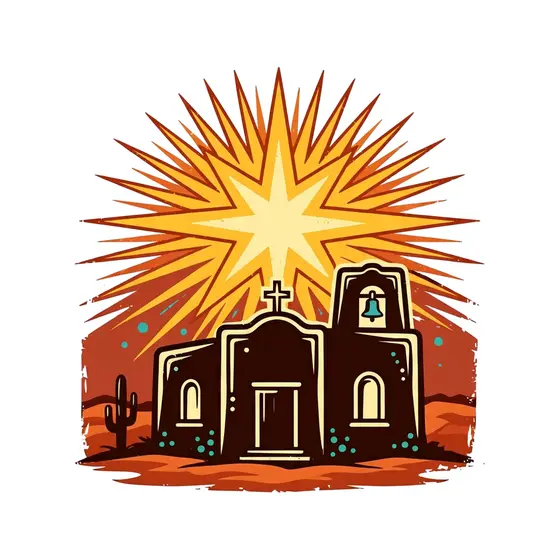Dark Adobe Chapel With Spiky Star
