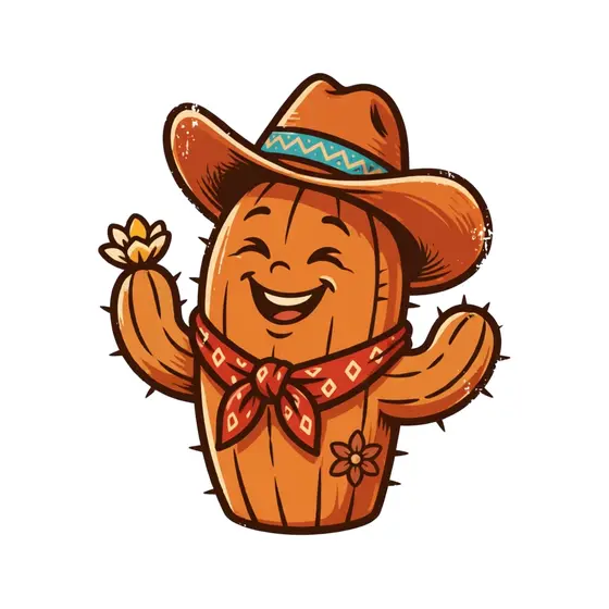 Cactus Cowboy With Patterned Bandana