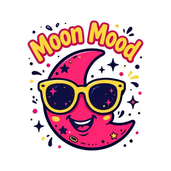 Hot Pink Moon with Yellow Shades and Stars