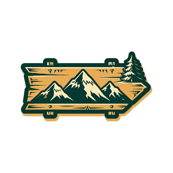 Angular Trail Sign With Pine Tree