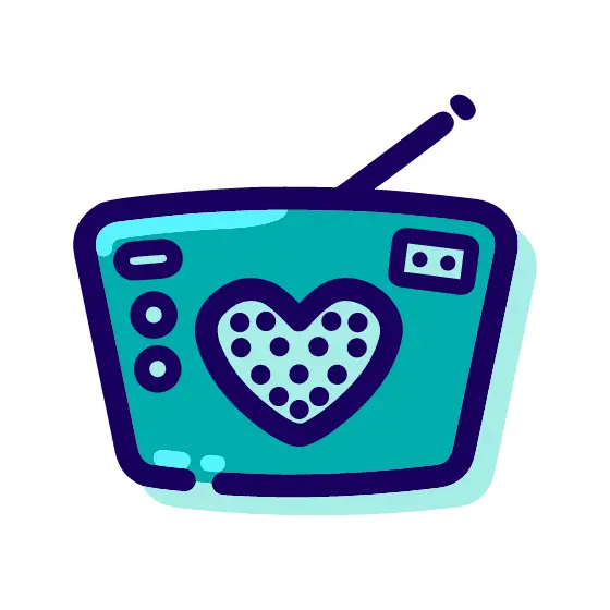 Vintage Television With Heart Screen