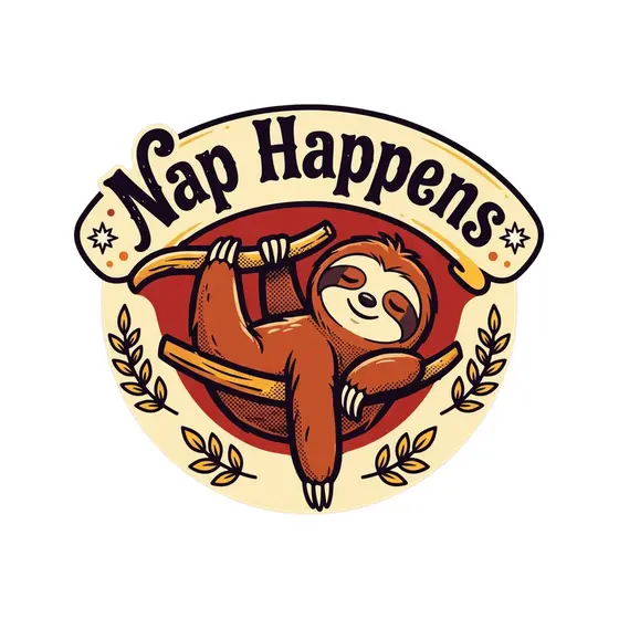 Relaxed Sloth on Branch Round Badge