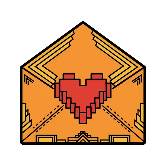 Dashed Fold Heart Envelope