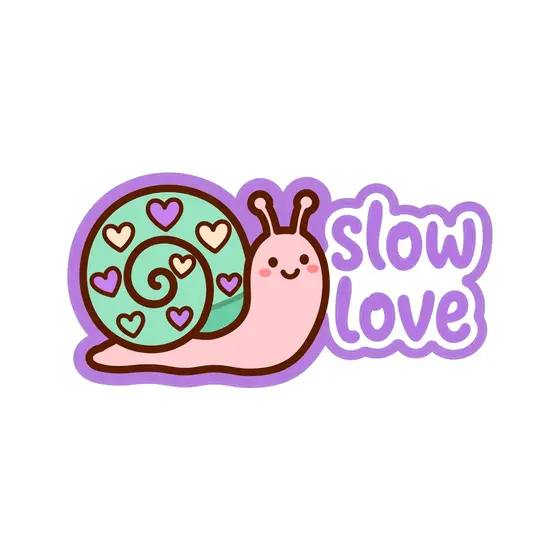 Heart-Shelled Snail With Slow Love Text