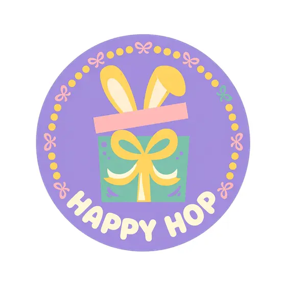 Lavender Happy Hop Bunny Gift Badge