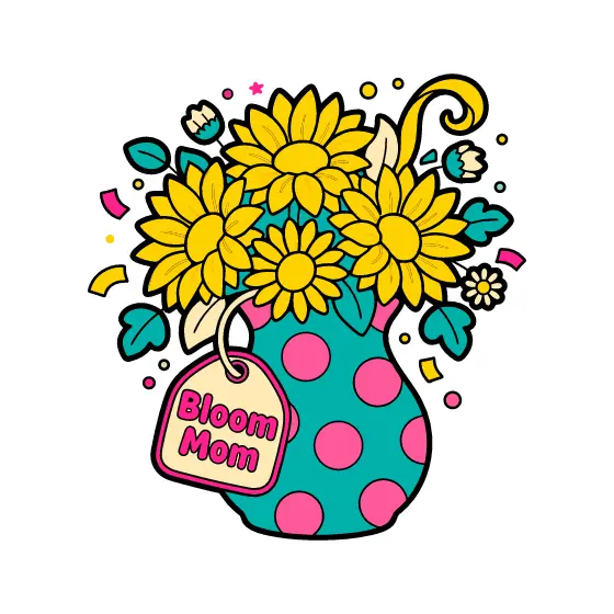 Sunflower Bouquet With Teal Polka-Dot Vase