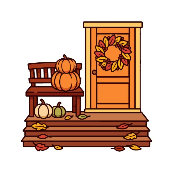 Autumn Front Porch With Wreath
